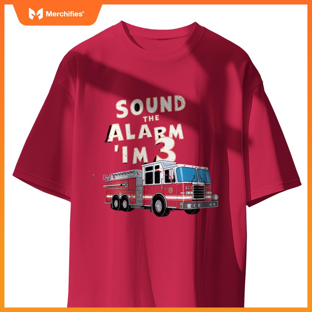 Kids Fire Truck 3 Year Old Firefighter 3rd Birthday Boy T-Shirt