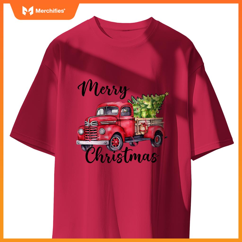 Merry Christmas Red Truck,  Holiday Truck With Tree T-Shirt