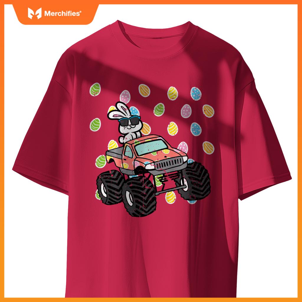 Kids Easter Bunny On Monster Truck Eggs Rabbit Toddler Boys Kids T-Shirt