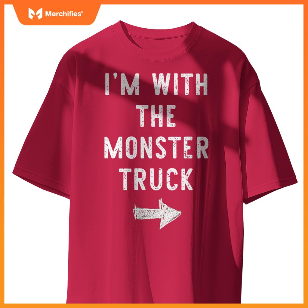 I'm With The Monster Truck Costume Halloween Matching Couple T-Shirt