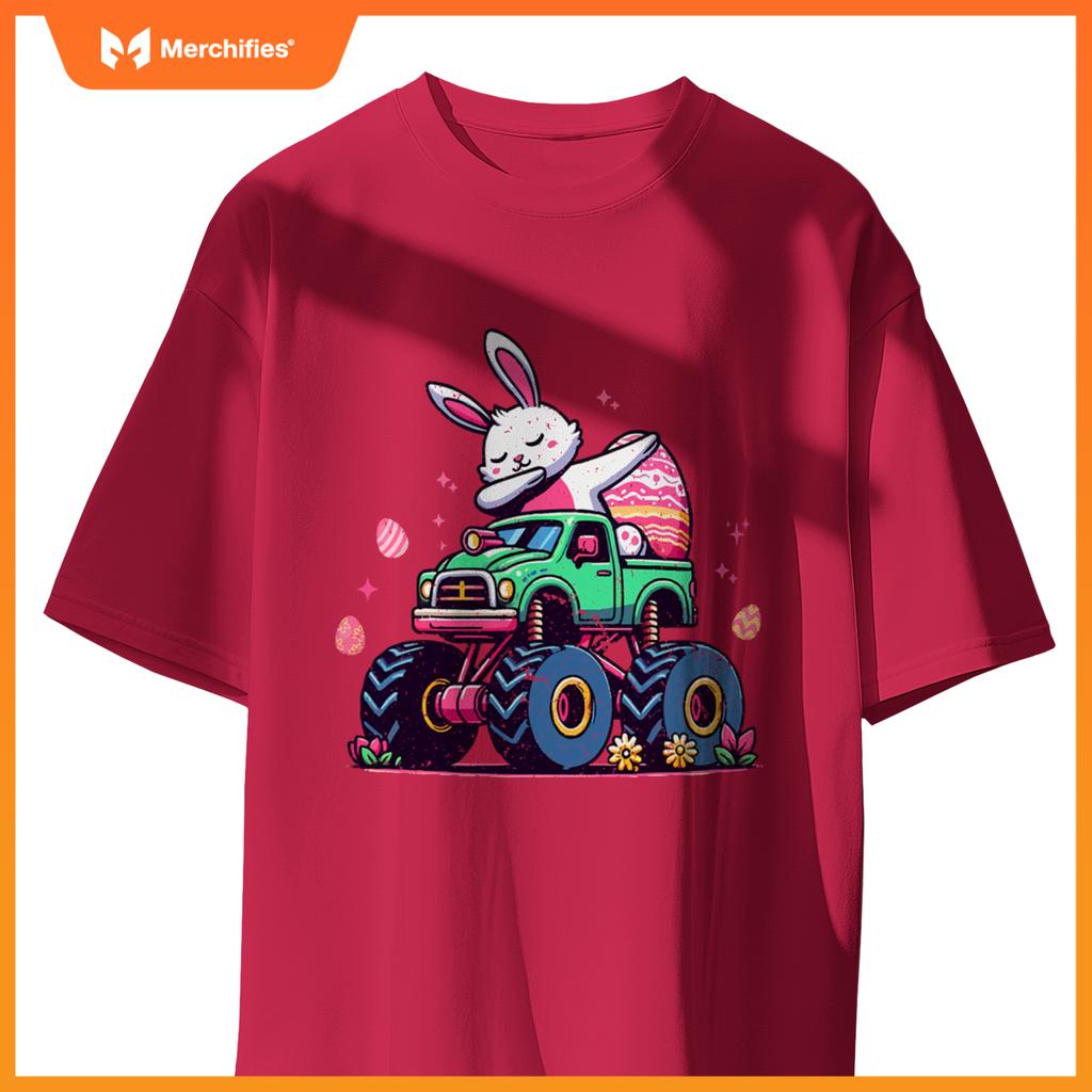 Kids Easter Day Bunny Monster Truck Eggs Cool Rabbit Dabbing T-Shirt