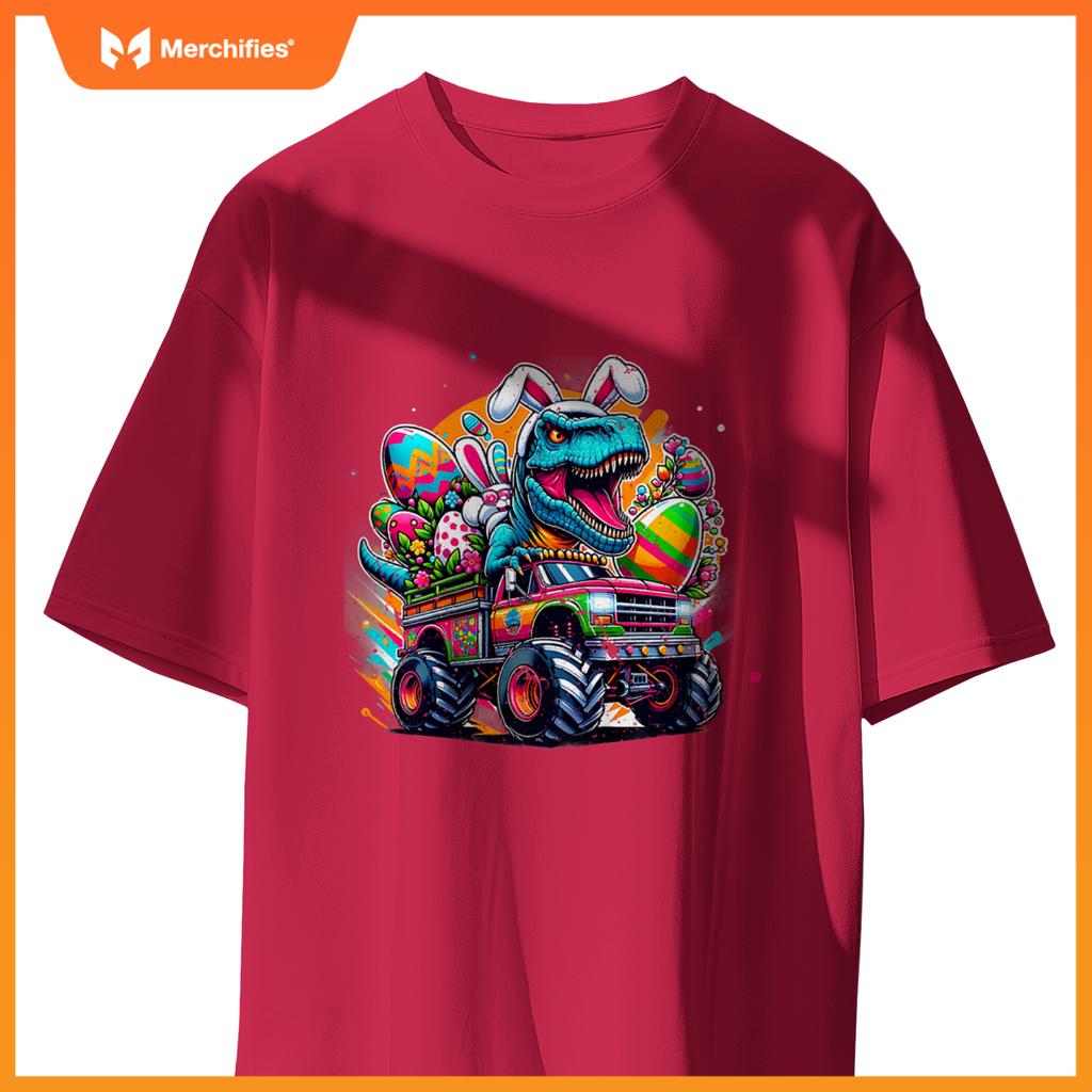 Kids Easter S Boys Toddler Boy Rabbit Bunny T Rex Dino Truck T-Shirt