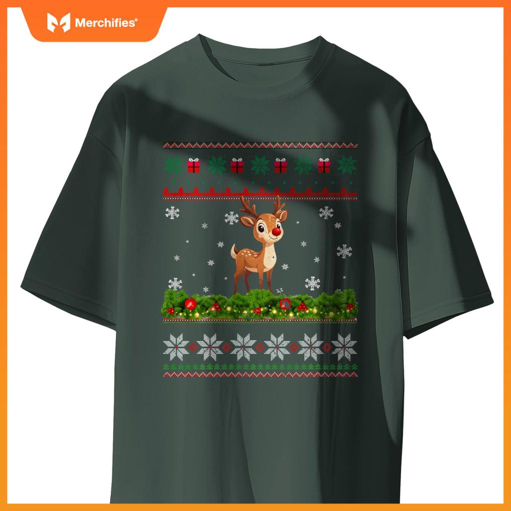 Reindeer Xmas Lighting Santa Christmas T-Shirt