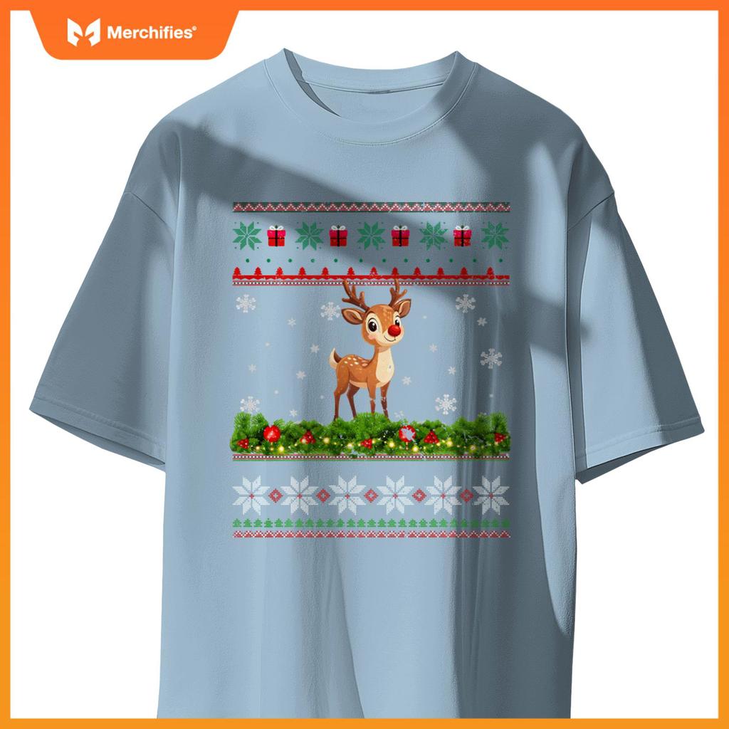Reindeer Xmas Lighting Santa Christmas T-Shirt