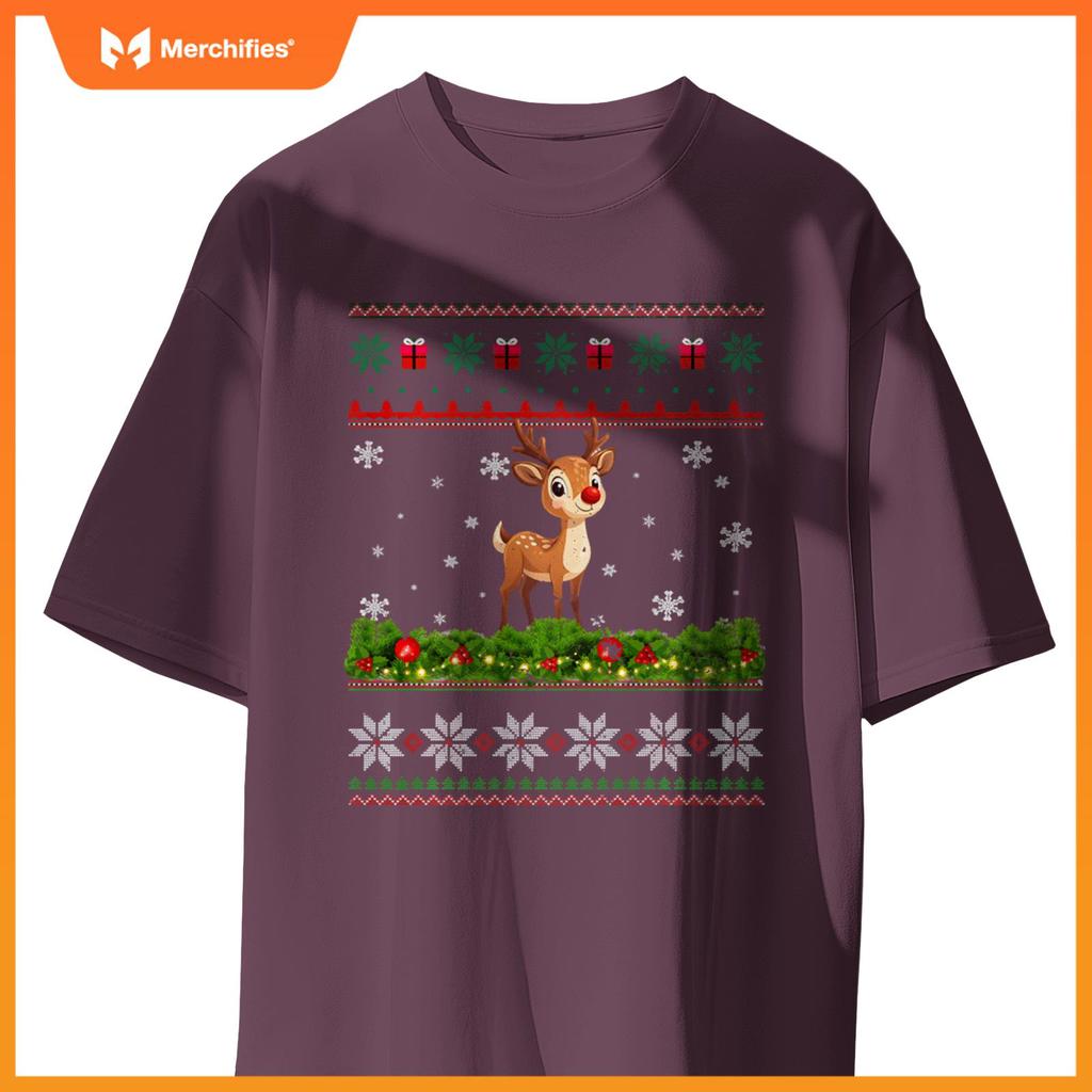 Reindeer Xmas Lighting Santa Christmas T-Shirt