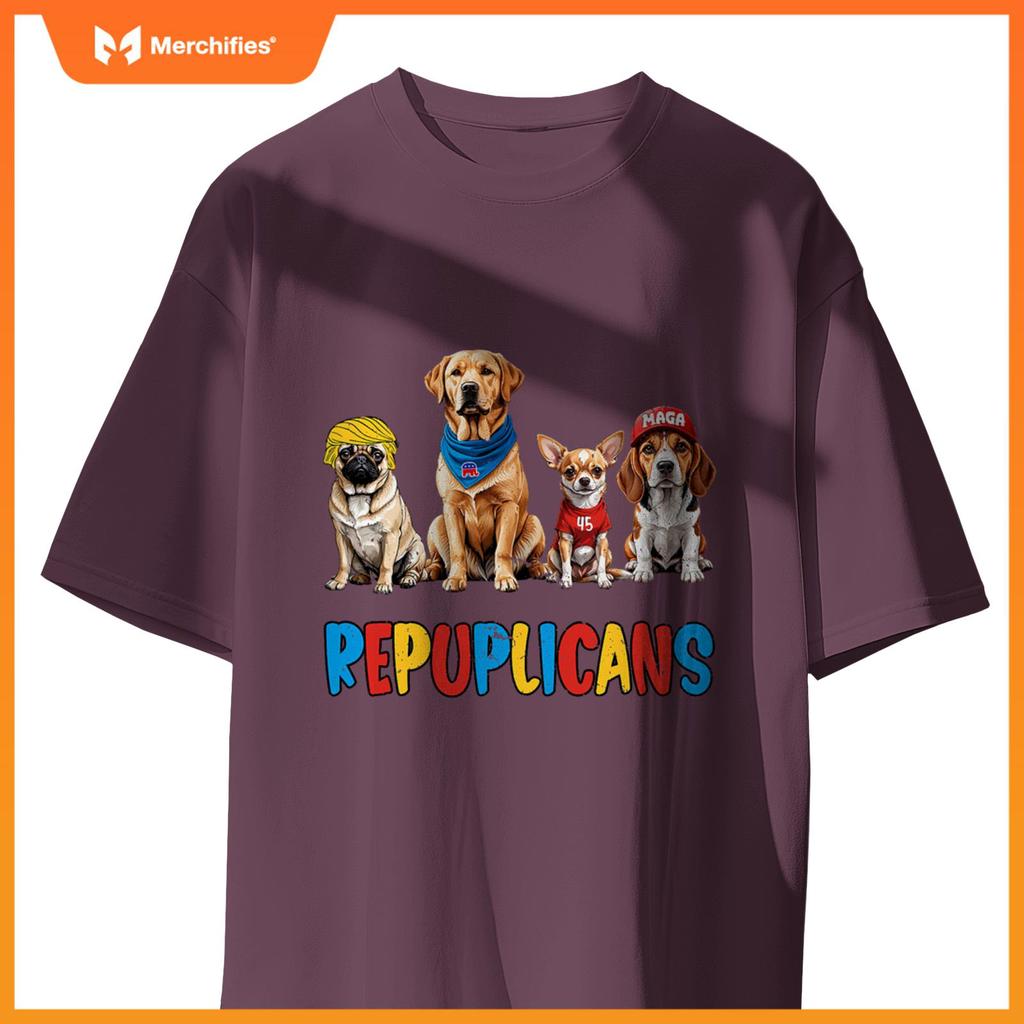 Republican Dog Dogs Funny Dog Owner Trump Humor Usa T-Shirt 