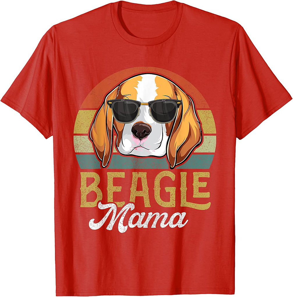 Retro Beagle Mama Shirt Women, Mothers Day Dog Mom T-Shirt