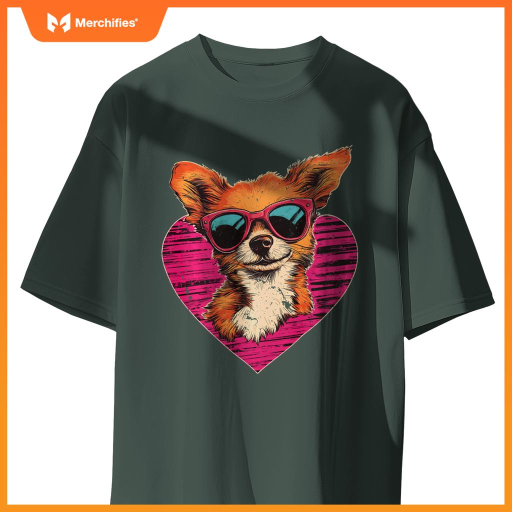 Retro Dog Men Women Kids Valentines Day Funny Puppy T-Shirt