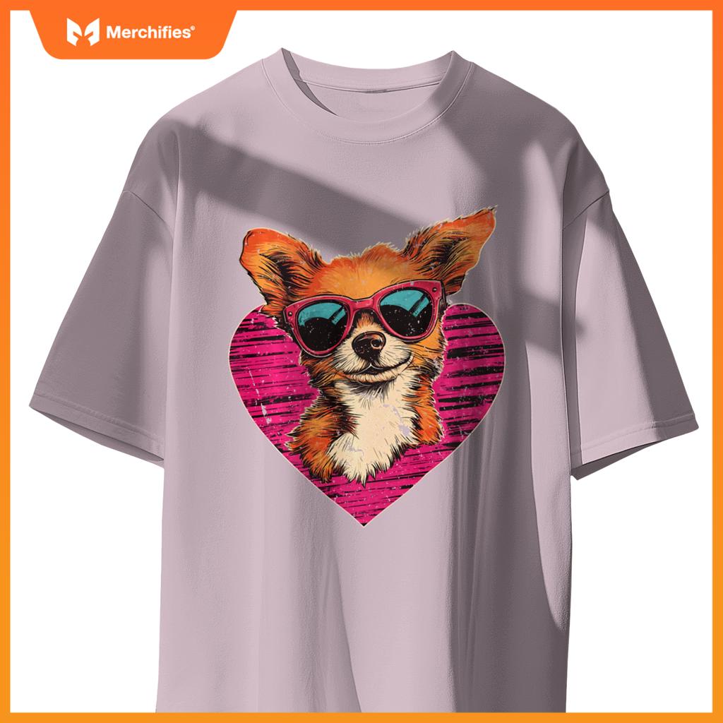 Retro Dog Men Women Kids Valentines Day Funny Puppy T-Shirt