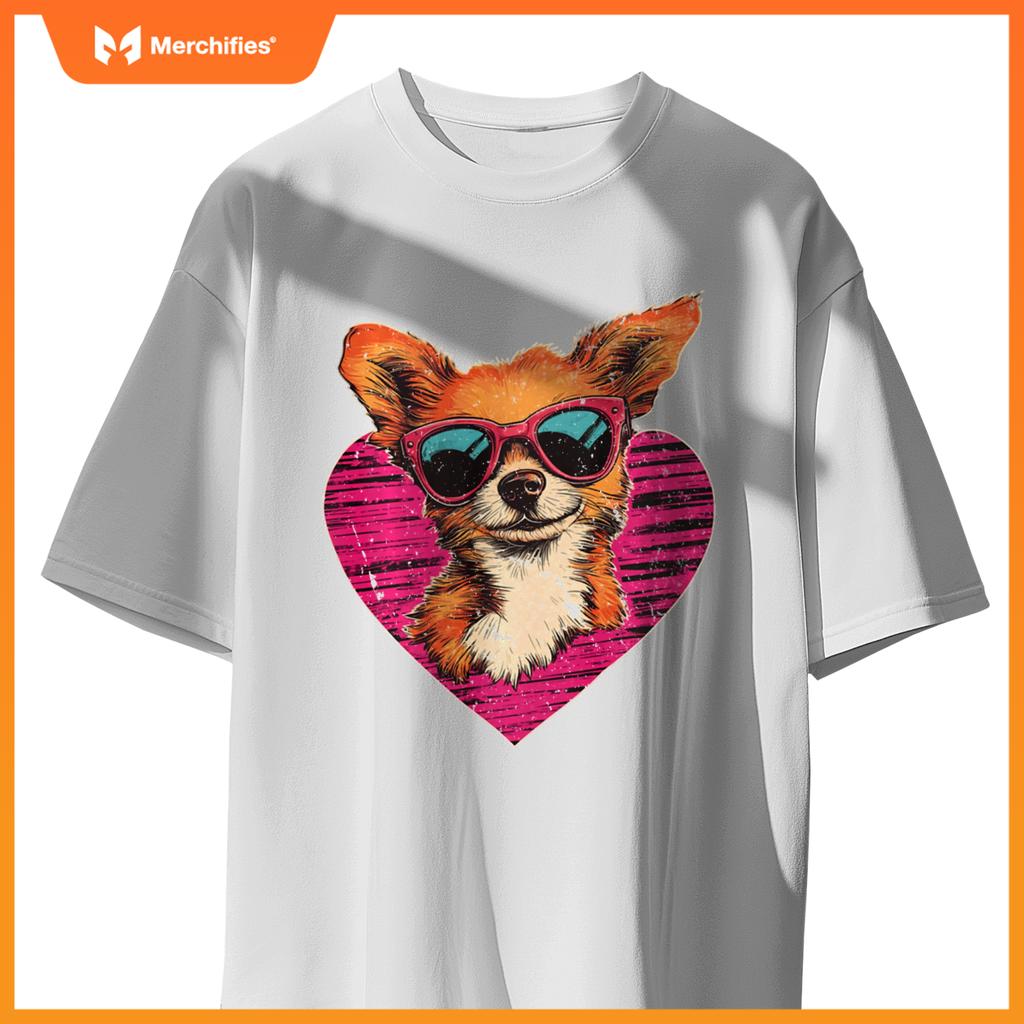 Retro Dog Men Women Kids Valentines Day Funny Puppy T-Shirt