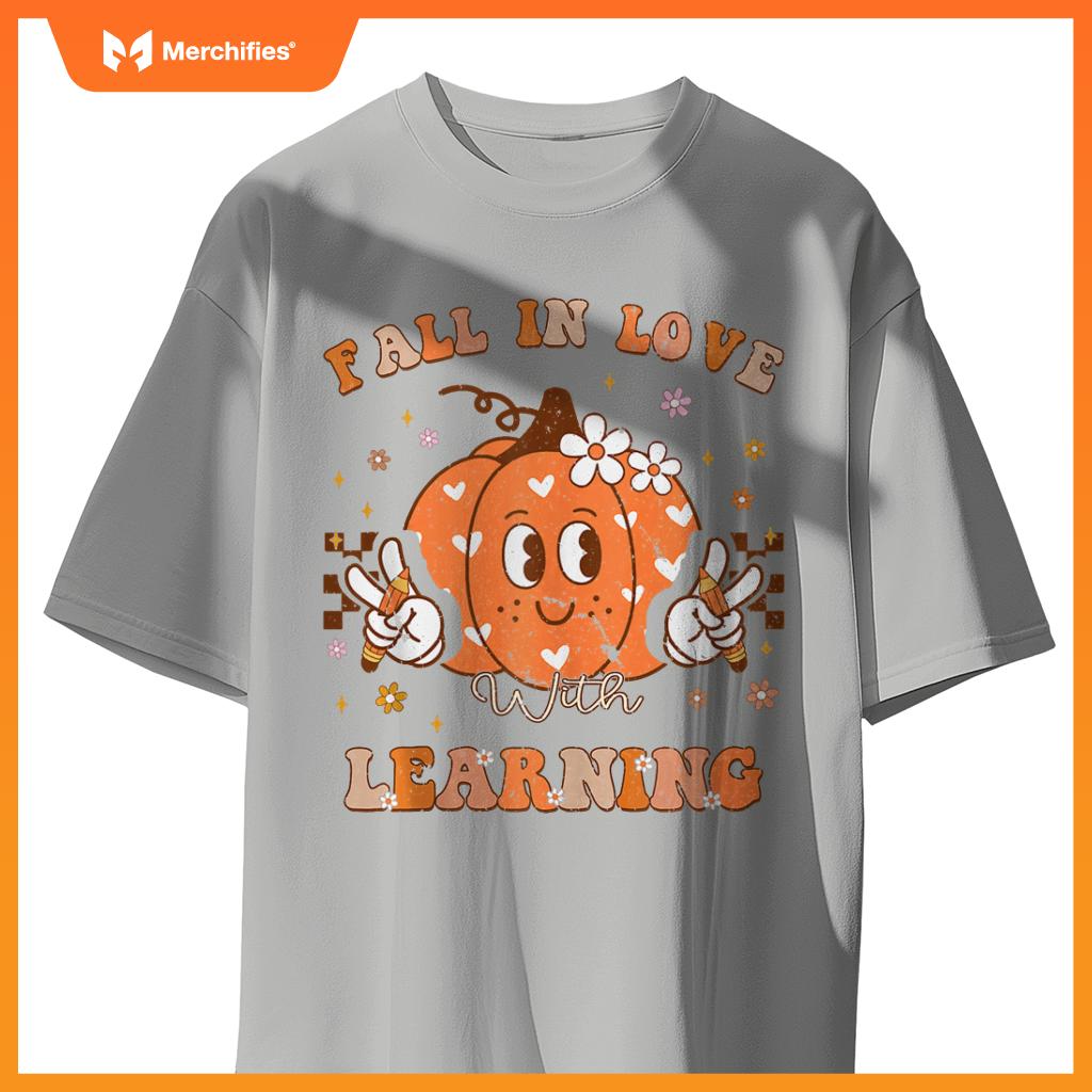 Retro Fall In Love With Learning Autumn Pumpkin Teacher