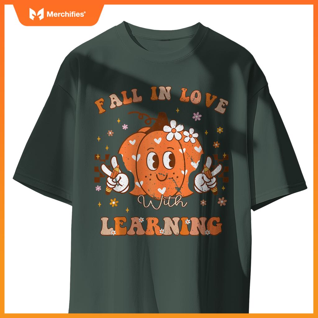 Retro Fall In Love With Learning Autumn Pumpkin Teacher