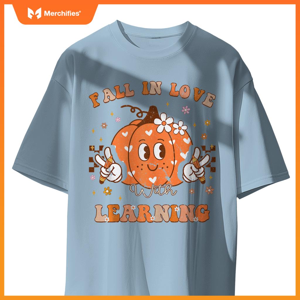 Retro Fall In Love With Learning Autumn Pumpkin Teacher