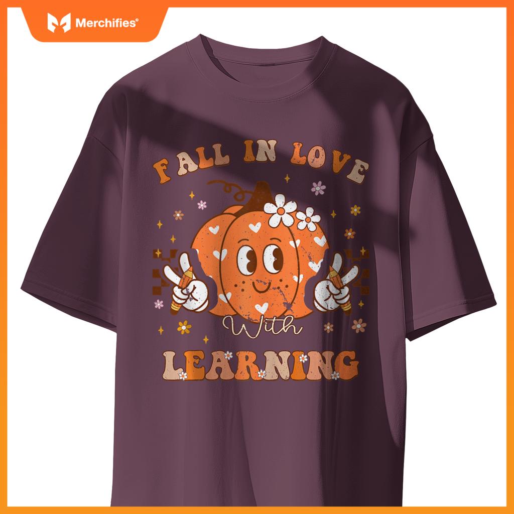 Retro Fall In Love With Learning Autumn Pumpkin Teacher