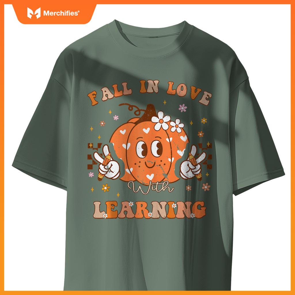Retro Fall In Love With Learning Autumn Pumpkin Teacher