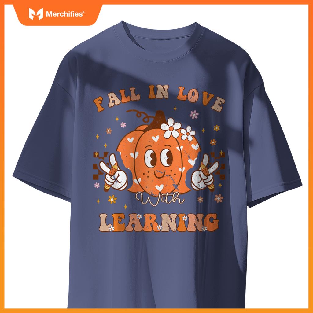 Retro Fall In Love With Learning Autumn Pumpkin Teacher