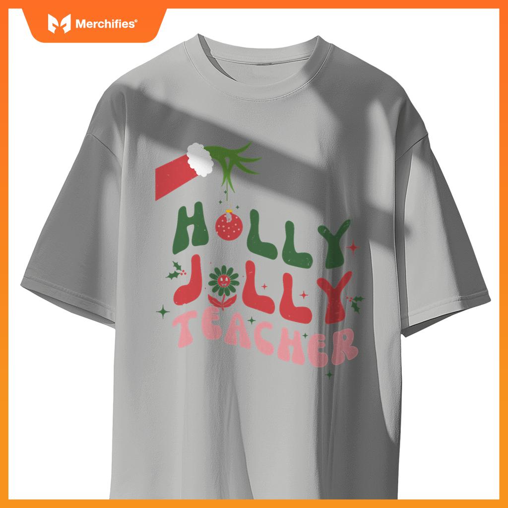 Retro Groovy Holly Xmas Jolly Teacher Christmas