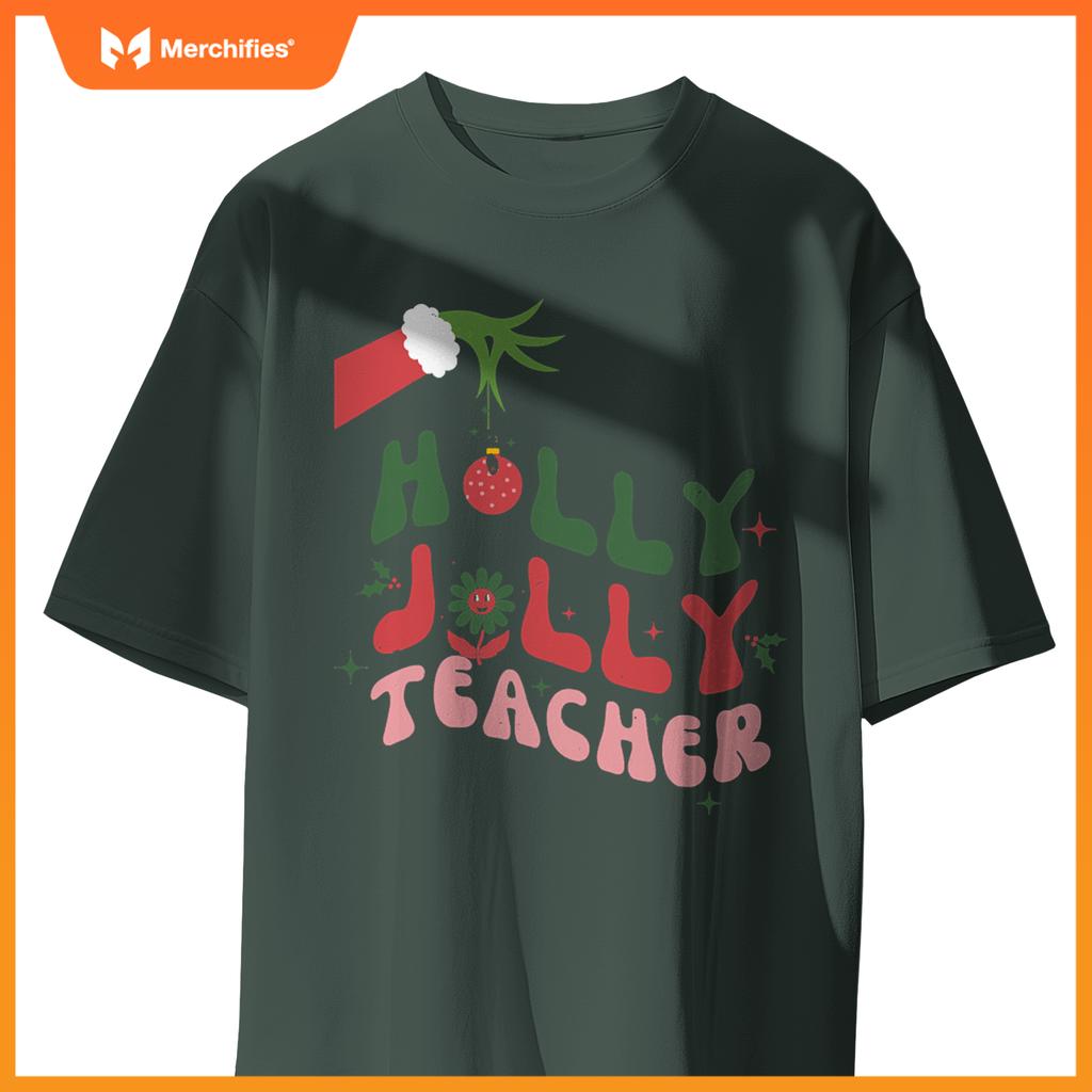 Retro Groovy Holly Xmas Jolly Teacher Christmas