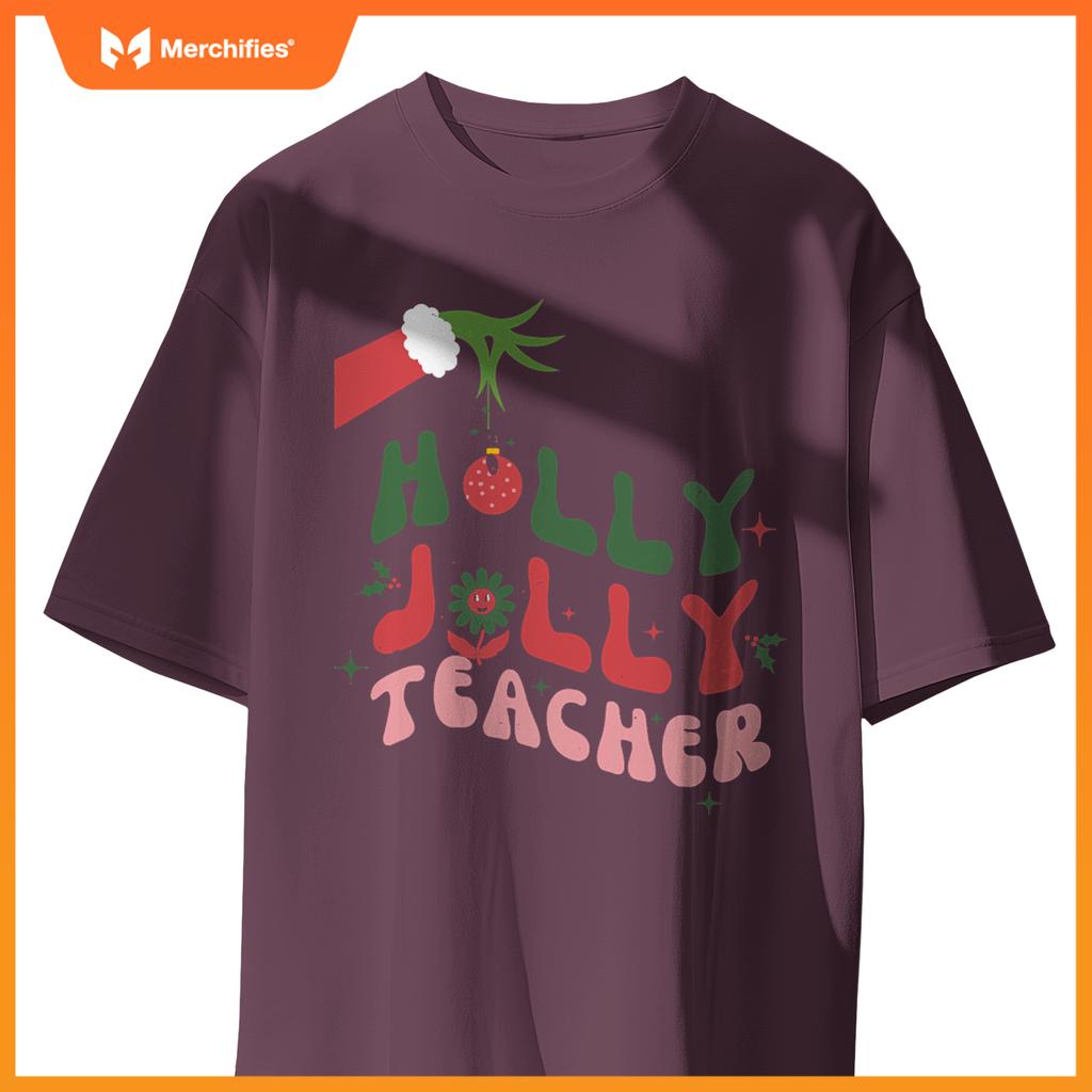 Retro Groovy Holly Xmas Jolly Teacher Christmas