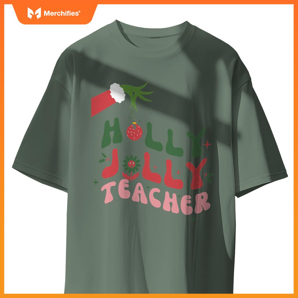 Retro Groovy Holly Xmas Jolly Teacher Christmas