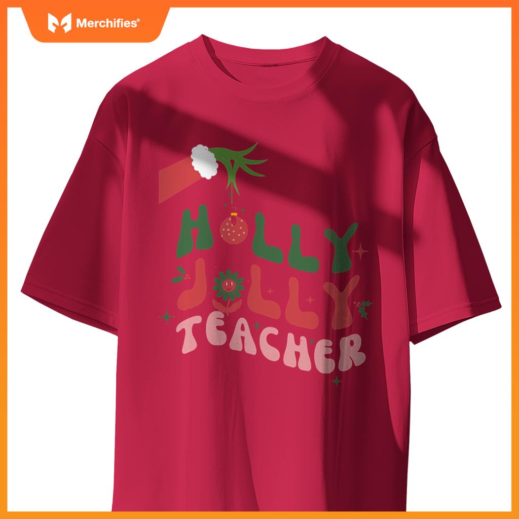 Retro Groovy Holly Xmas Jolly Teacher Christmas