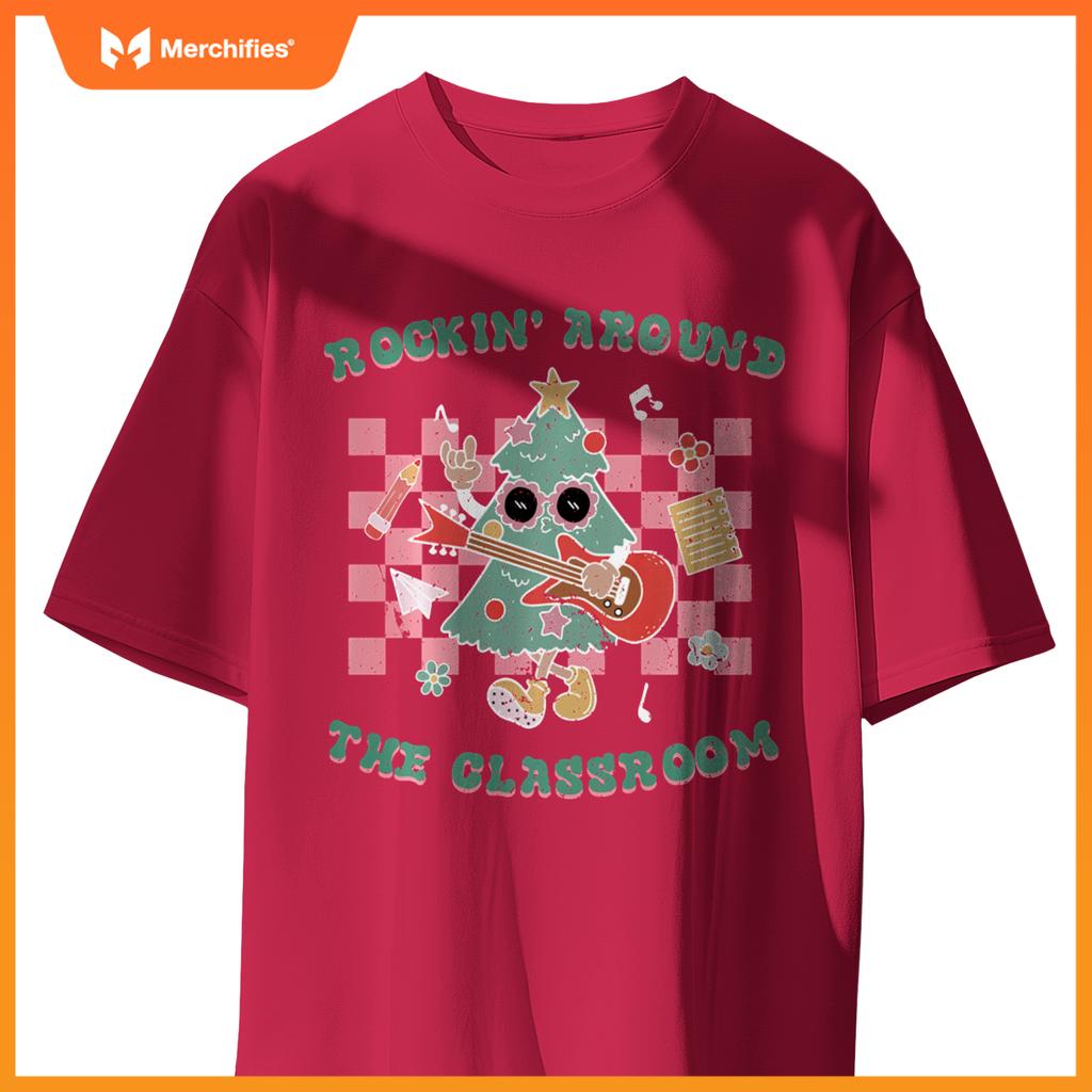 Retro Groovy Teacher Christmas Rockin' Around The Classroom