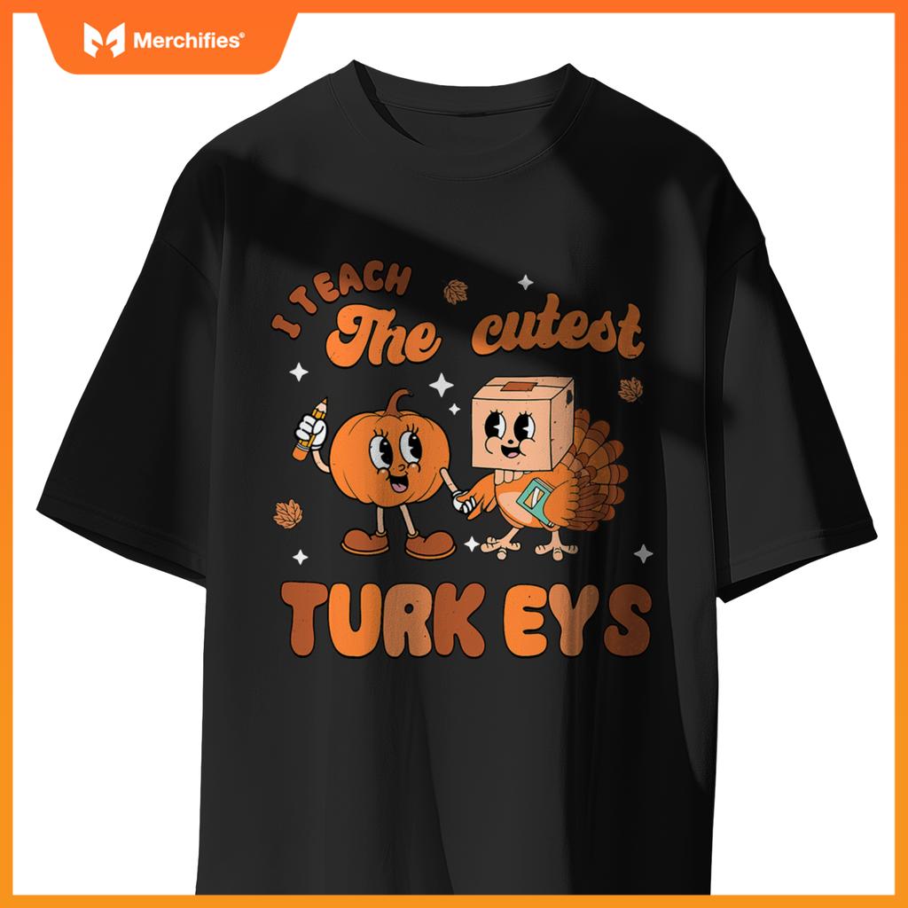 Retro I Teach The Cutest Turkey Thanksgiving Pumpkin Teacher