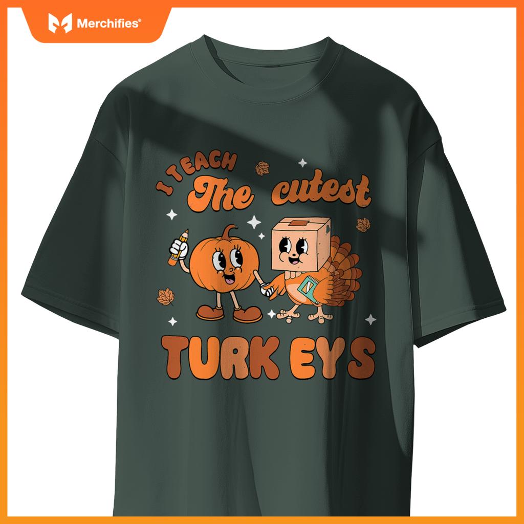 Retro I Teach The Cutest Turkey Thanksgiving Pumpkin Teacher