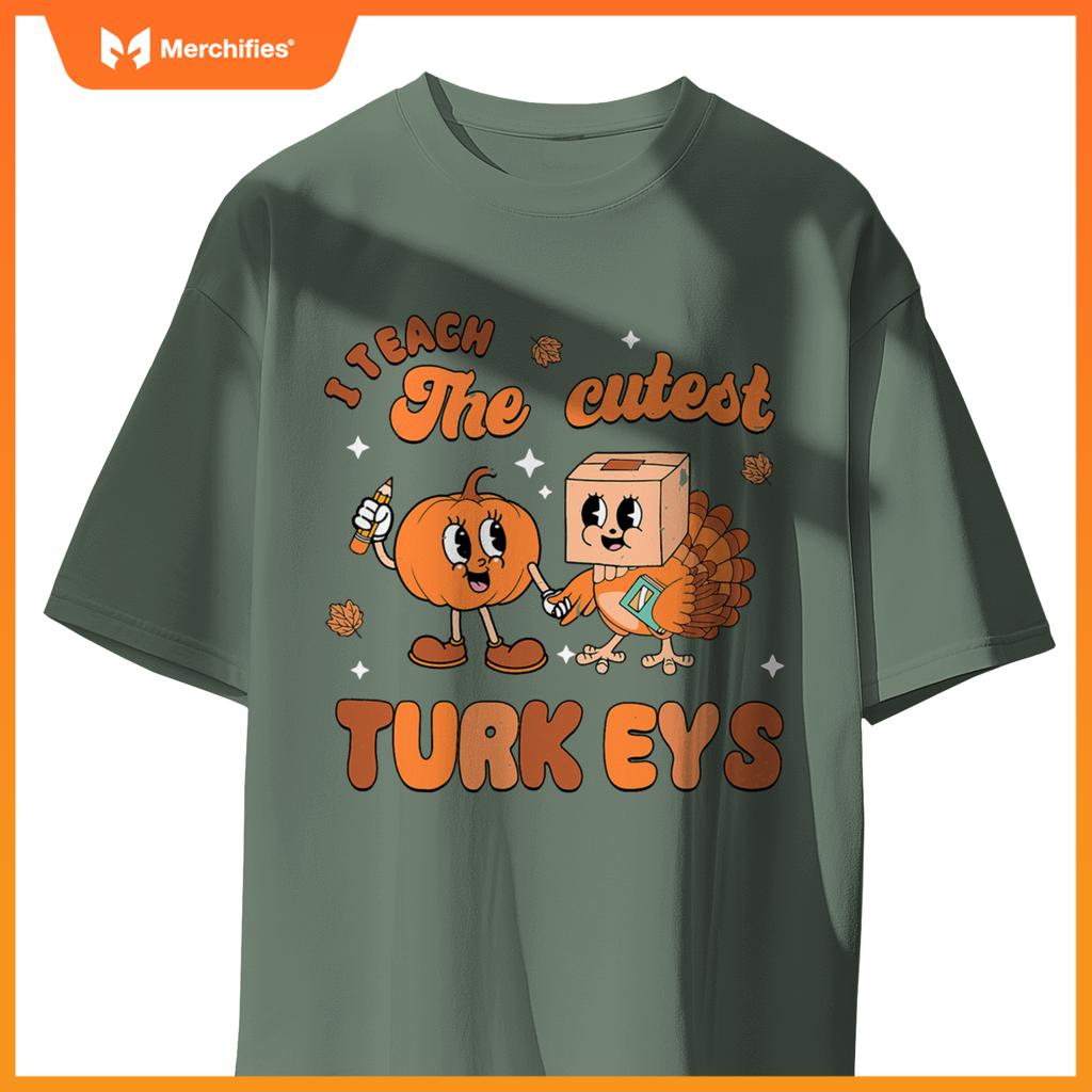 Retro I Teach The Cutest Turkey Thanksgiving Pumpkin Teacher
