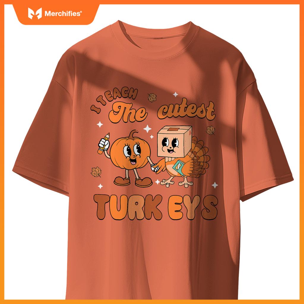 Retro I Teach The Cutest Turkey Thanksgiving Pumpkin Teacher