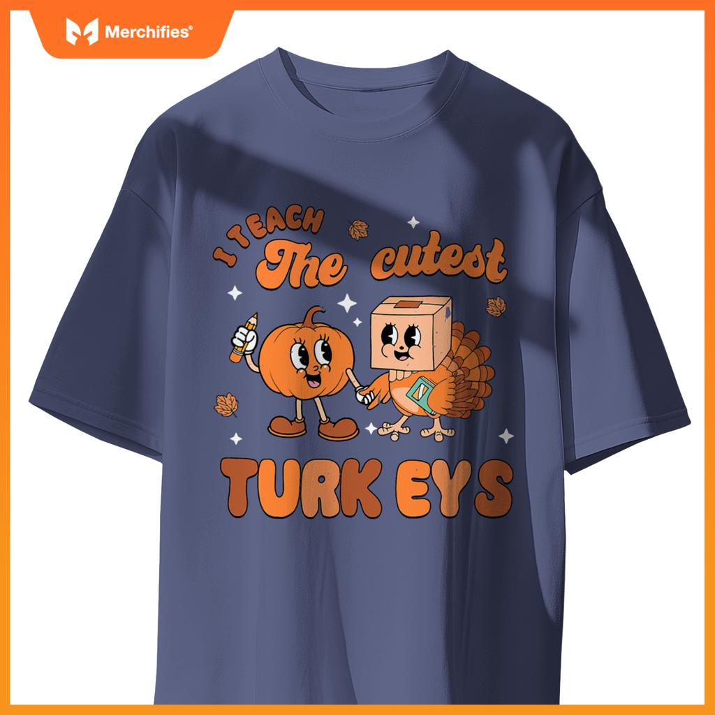 Retro I Teach The Cutest Turkey Thanksgiving Pumpkin Teacher