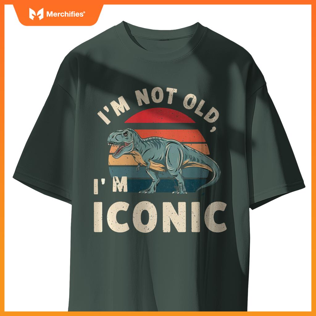 Retro I'M NOT OLD ICONIC DINOSAUR T-REX Car Retirement Dad T-Shirt