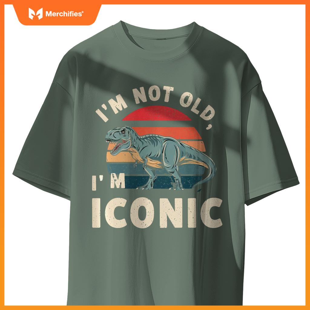 Retro I'M NOT OLD ICONIC DINOSAUR T-REX Car Retirement Dad T-Shirt