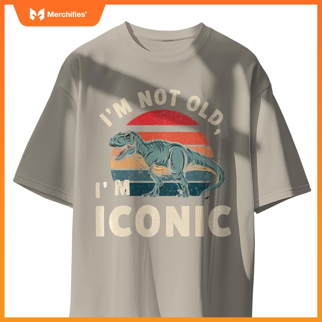 Retro I'M NOT OLD ICONIC DINOSAUR T-REX Car Retirement Dad T-Shirt