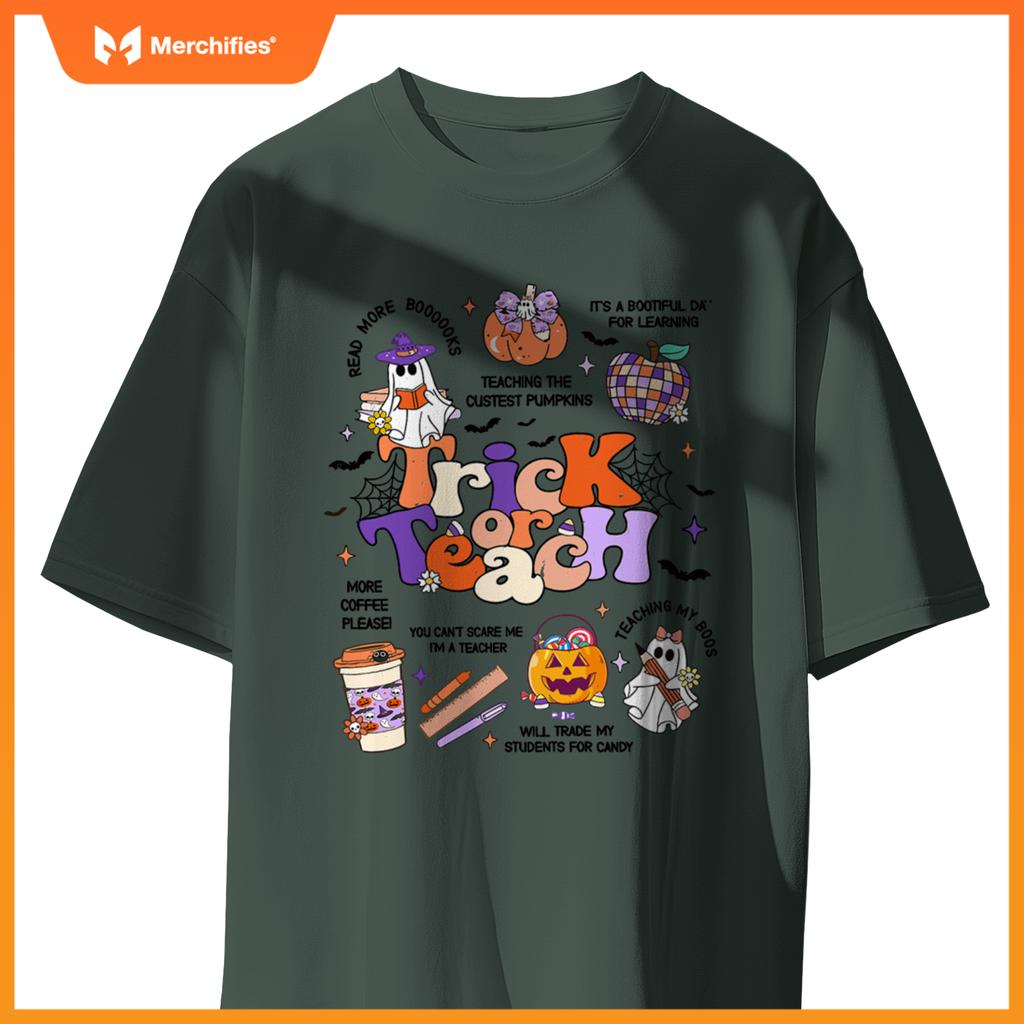 Retro Trick Or Teach Halloween Teacher Ghost Spooky Teacher