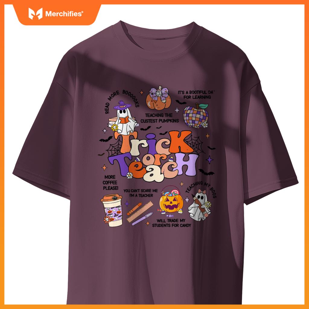 Retro Trick Or Teach Halloween Teacher Ghost Spooky Teacher