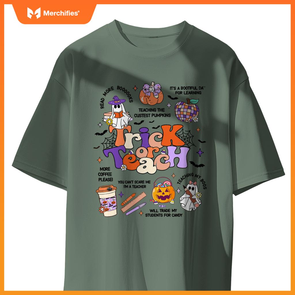 Retro Trick Or Teach Halloween Teacher Ghost Spooky Teacher