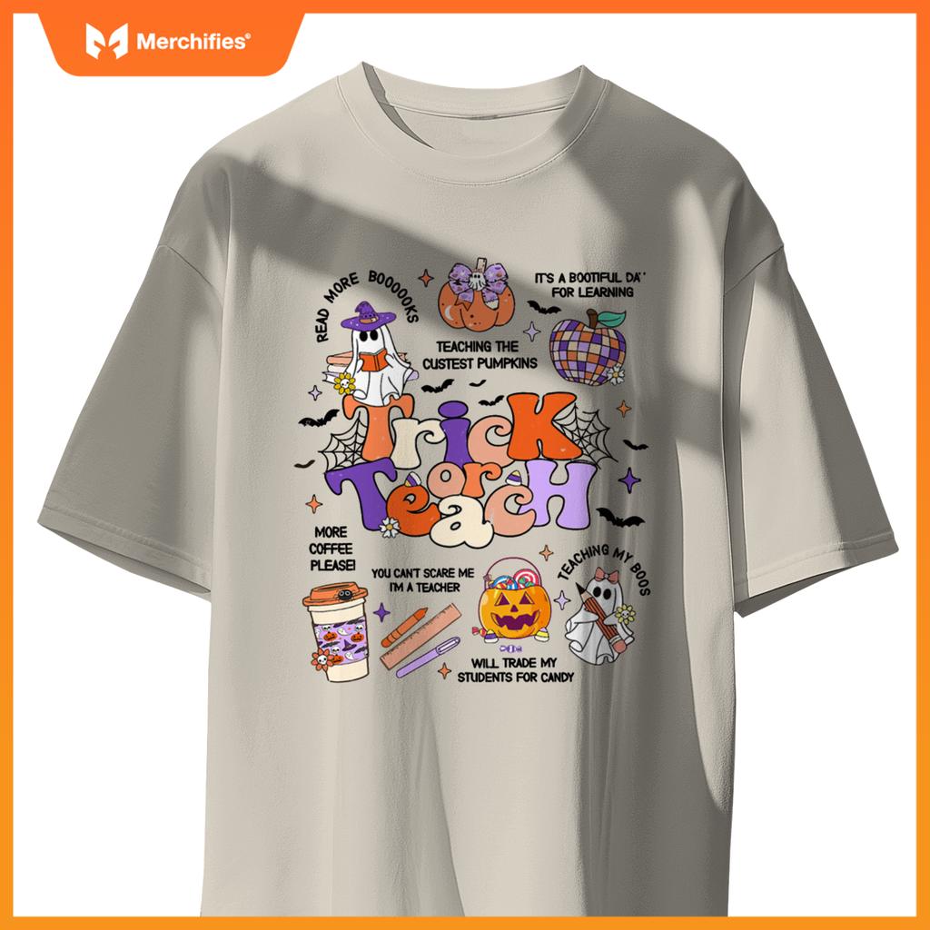 Retro Trick Or Teach Halloween Teacher Ghost Spooky Teacher