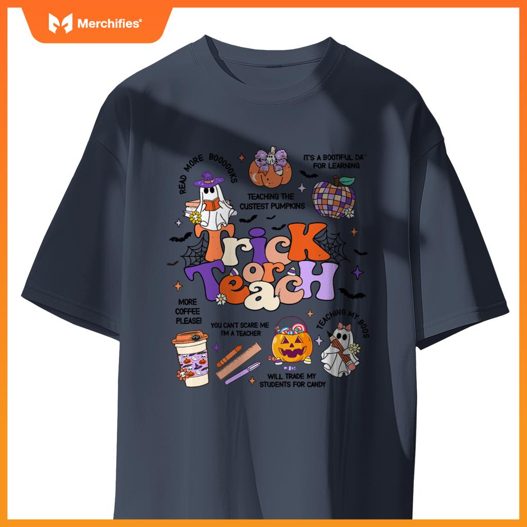 Retro Trick Or Teach Halloween Teacher Ghost Spooky Teacher