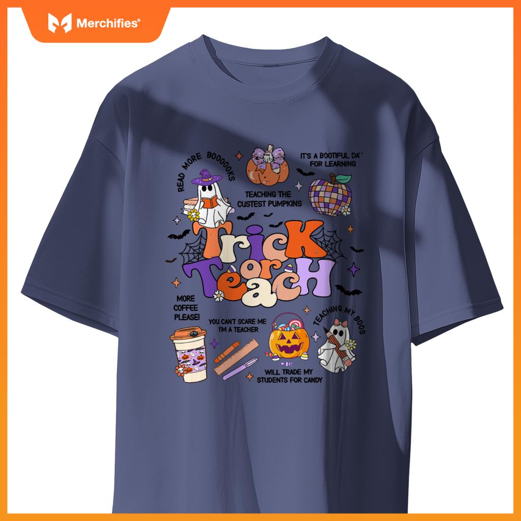 Retro Trick Or Teach Halloween Teacher Ghost Spooky Teacher