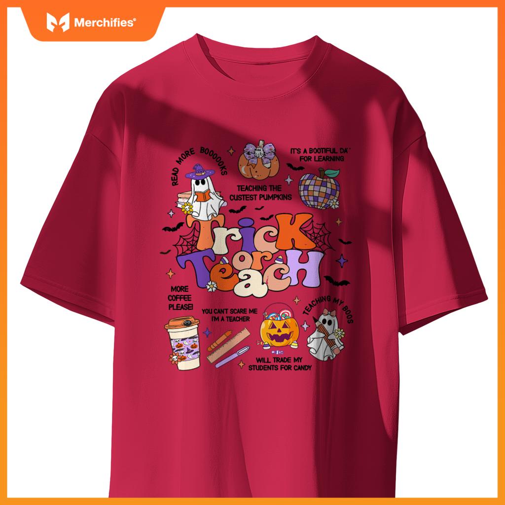 Retro Trick Or Teach Halloween Teacher Ghost Spooky Teacher