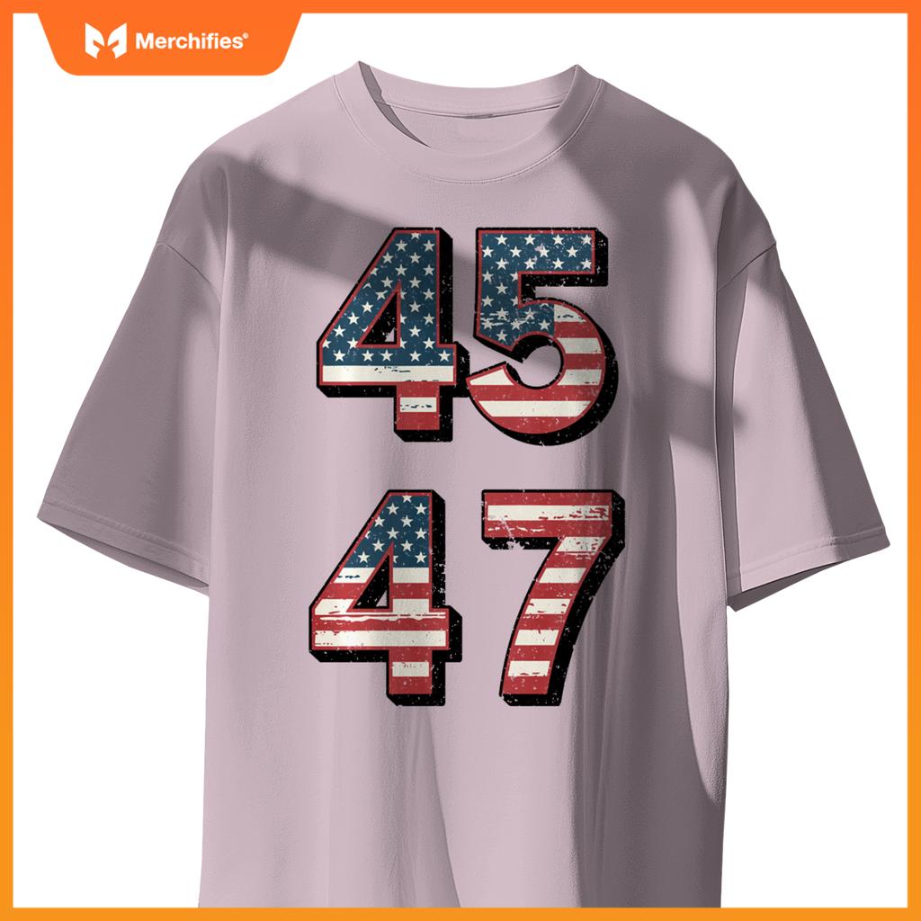 Retro Vintage Trump 45-47 American flag Patriotic President T-Shirt