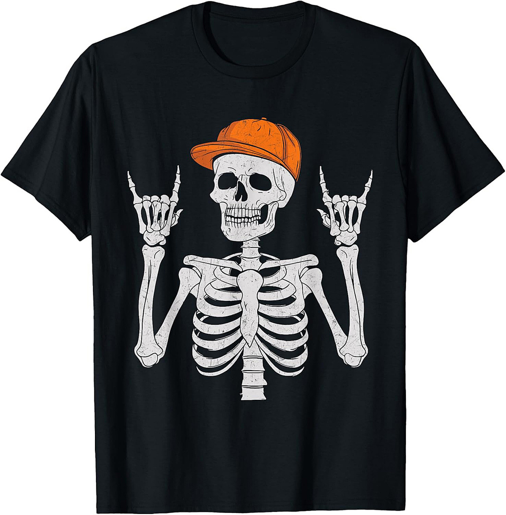 Rock And Roll Skeleton Hand Halloween Rocker Skeleton T-Shirt