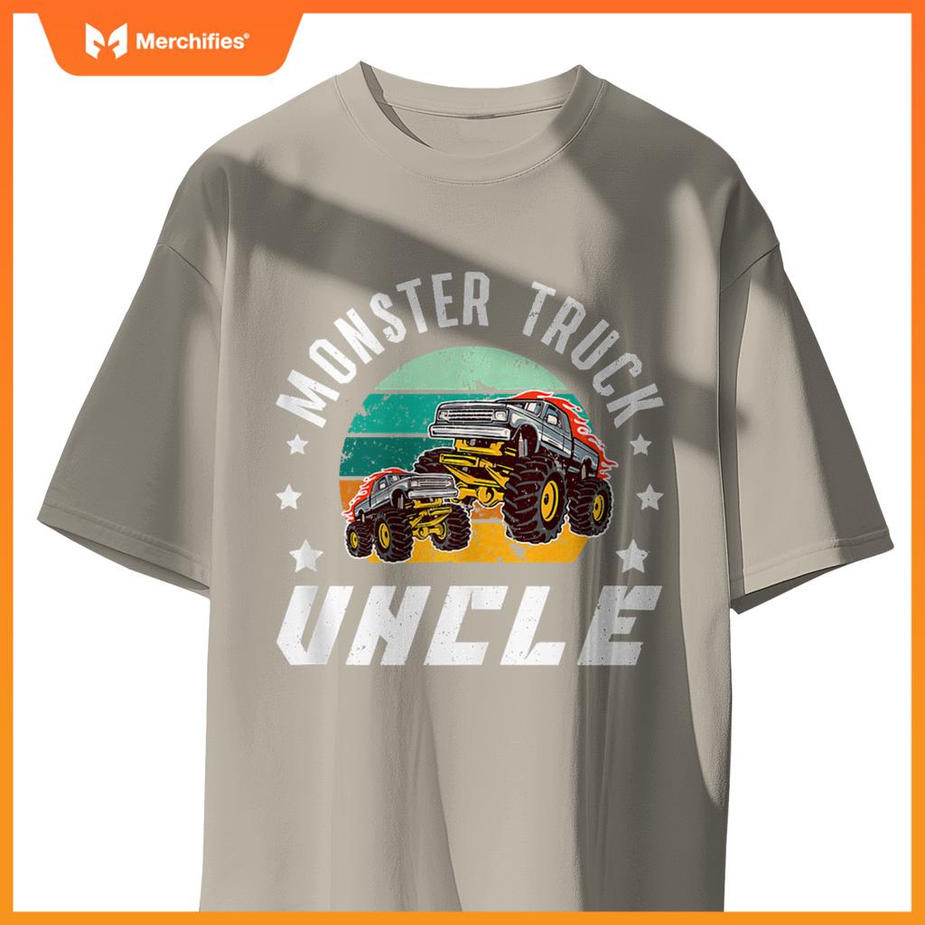 Mens Monster Truck Uncle Retro Monster Truck Uncle T-Shirt