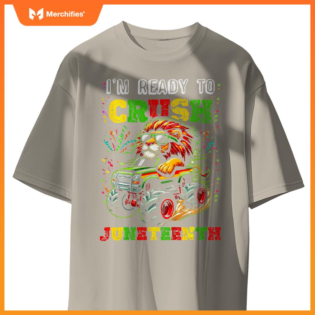 Kids Im Ready To Crush Junenth Monster Truck Lion Junenth T-Shirt
