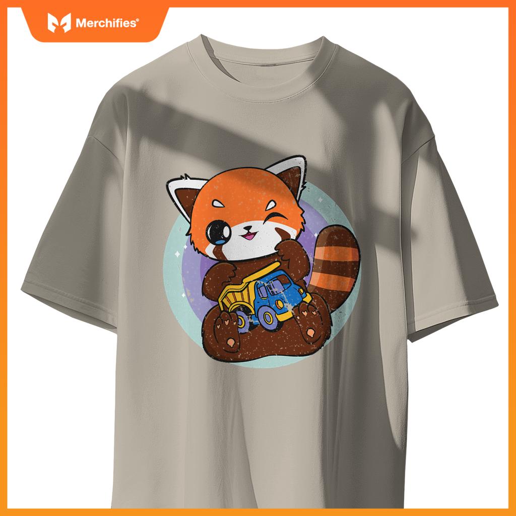 Kawaii Red Panda With Toy Car Truck Cute Chibi Anime Otaku T-Shirt