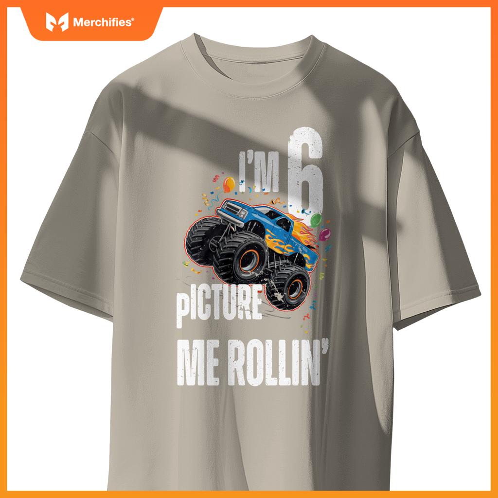 Monster Truck 6 Year Old Toddlers Boy 6th Birthday Party Car T-Shirt