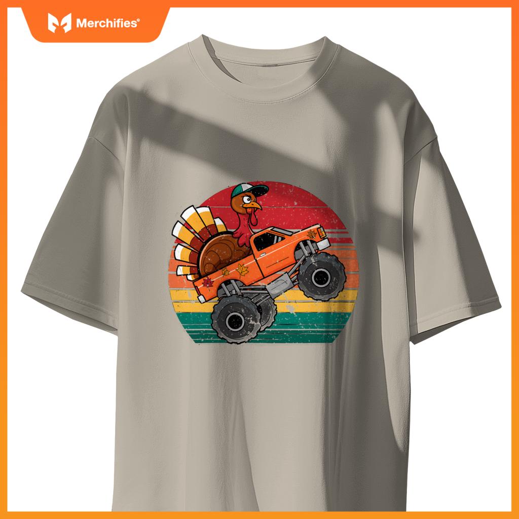 Monster Truck Turkey Sunset Toddler Thanksgiving T-Shirt