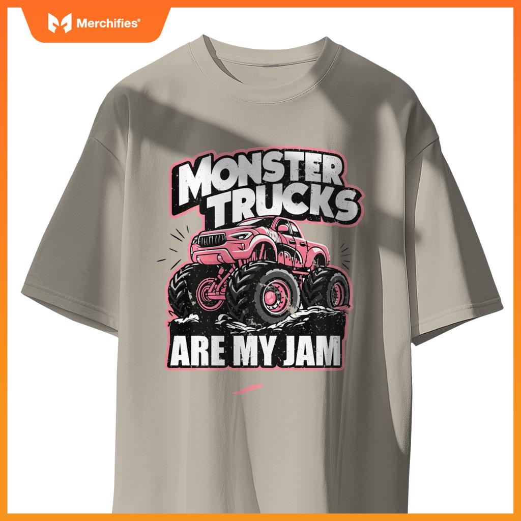 Monster Truck Are My Jam Pink Race Day Outfit For Car Lover T-Shirt