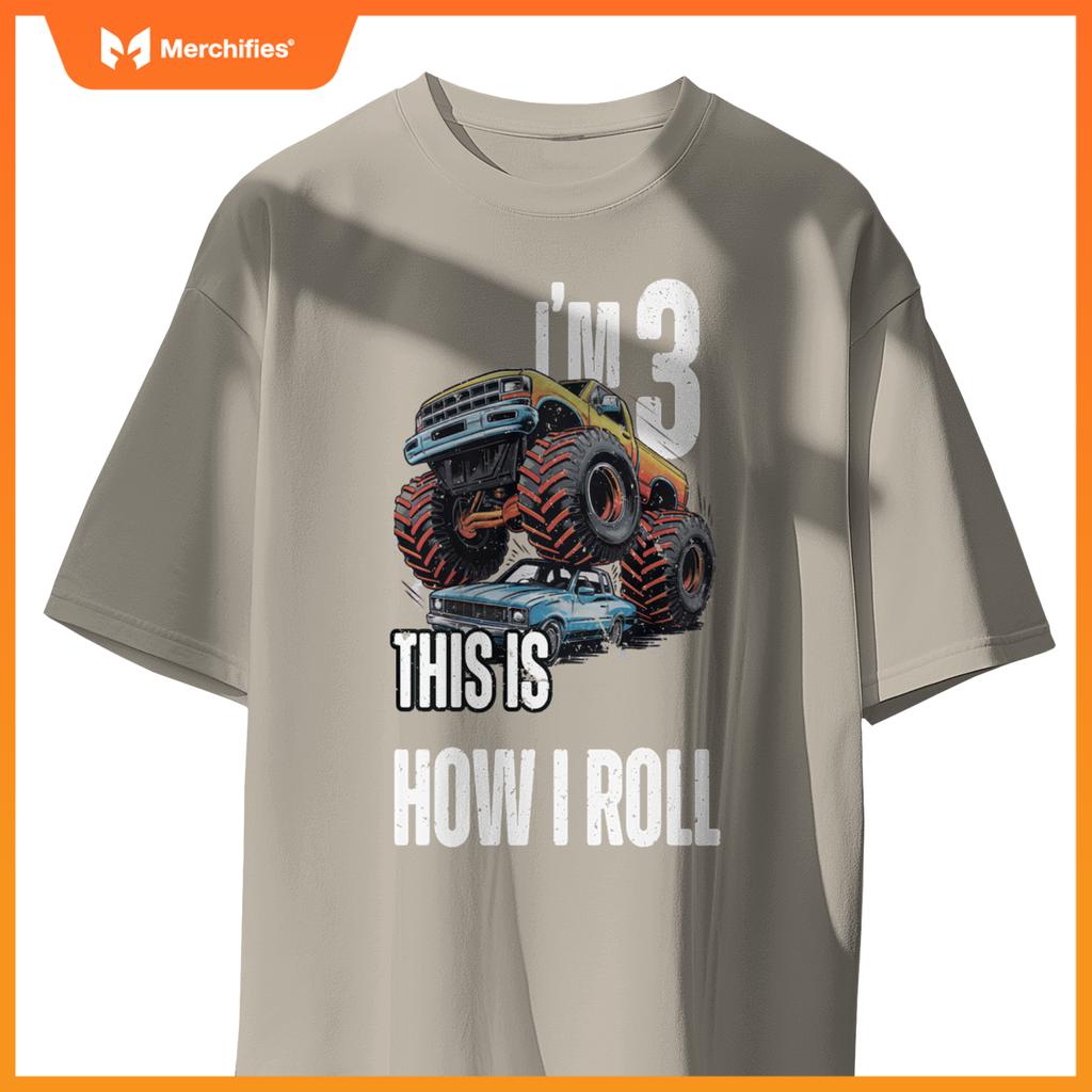 Monster Truck 3 Year Old Toddlers Boy 3rd Birthday Party Car T-Shirt